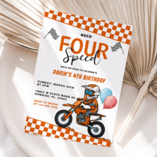 Need Four Speed Bike Racing Junge 4. Geburtstag Einladung