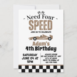 Need Four Speed Boy 4. Geburtstags-Party Einladung