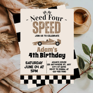 Need Four Speed Boy 4. Geburtstags-Party Einladung