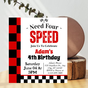 Need Four Speed Boy 4. Geburtstagsfeier  Einladung