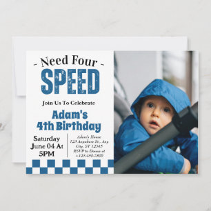 Need Four Speed Boy 4. Geburtstagsfeier Foto  Einladung