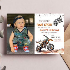 Need Four Speed Dirt Bike Boy 4. Geburtstag Foto Einladung