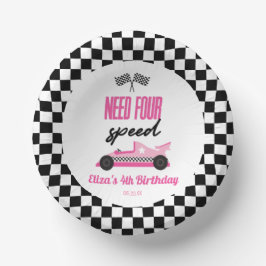 Need Four Speed Pink Race Car 4. Geburtstag Party Pappteller