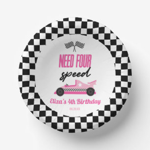 Need Four Speed Pink Race Car 4. Geburtstag Party Pappteller