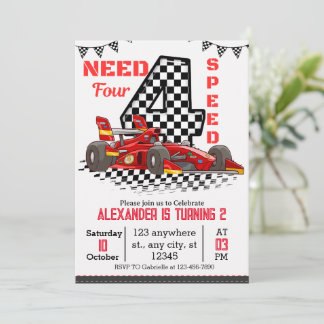 Need Four Speed Race Car Birthday Boy Einladung