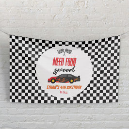 Need Four Speed Red Race Car 4. Geburtstag Party Banner