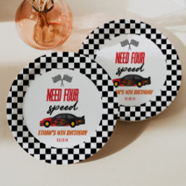 Need Four Speed Red Race Car 4. Geburtstag Party Pappteller