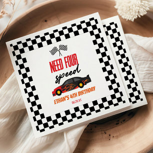 Need Four Speed Red Race Car 4. Geburtstag Party Serviette