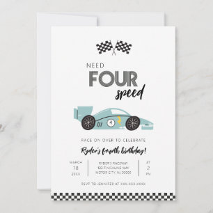 Need Four Speed Rennwagen-Geburtstagseinladung Einladung