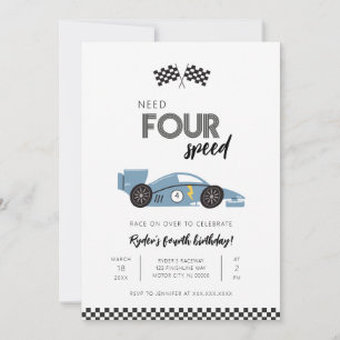 Need Four Speed Rennwagen-Geburtstagseinladung Einladung