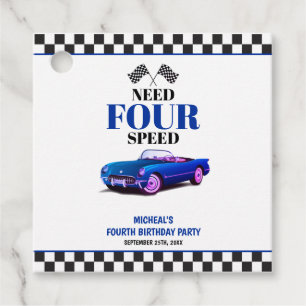 Need Four Speed Sports Car Blue Vierte Geburtstag Geschenkanhänger