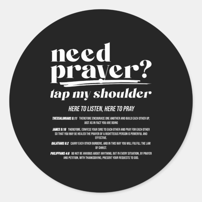 Need Prayer Tap My Shoulder Christian Men Women (o Runder Aufkleber (Vorderseite)