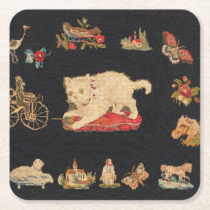 Needlepoint Kitty Cat Party Untersetzer