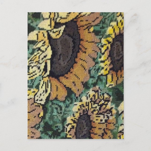 Needlepoint Sonnenblume Postkarte (Vorderseite)