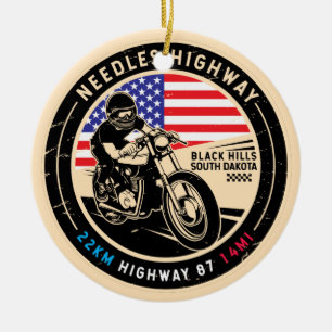 Needles Highway South Dakota Motorrad Keramik Ornament
