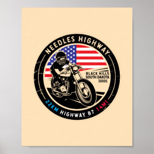 Needles Highway South Dakota Motorrad Poster