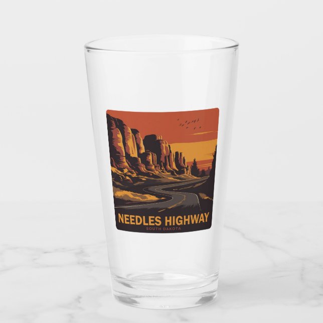 Needles Highway South Dakota Red Sky Glas (Vorderseite)