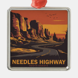 Needles Highway South Dakota Red Sky Ornament Aus Metall