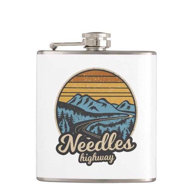 Needles Highway South Dakota Retro Flachmann (Vorderseite)