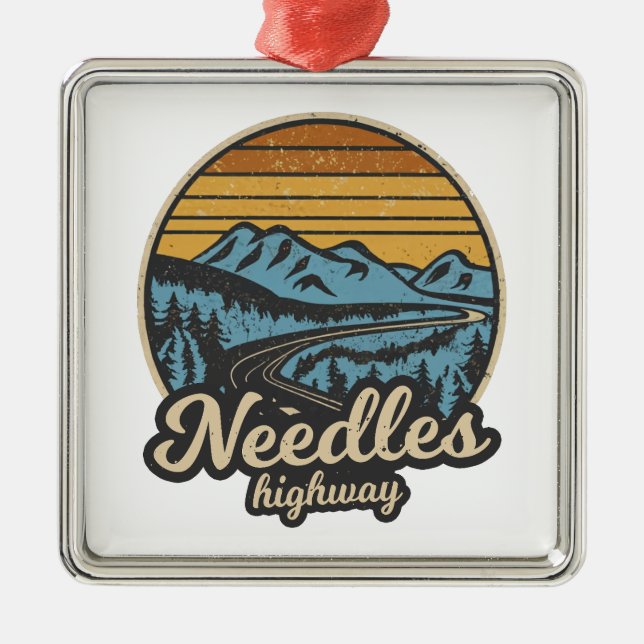 Needles Highway South Dakota Retro Ornament Aus Metall (Vorne)
