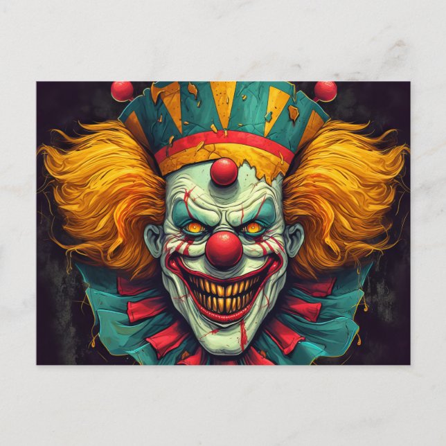 Nefarious Funhouse Clown Illustration Art Postkarte (Vorderseite)