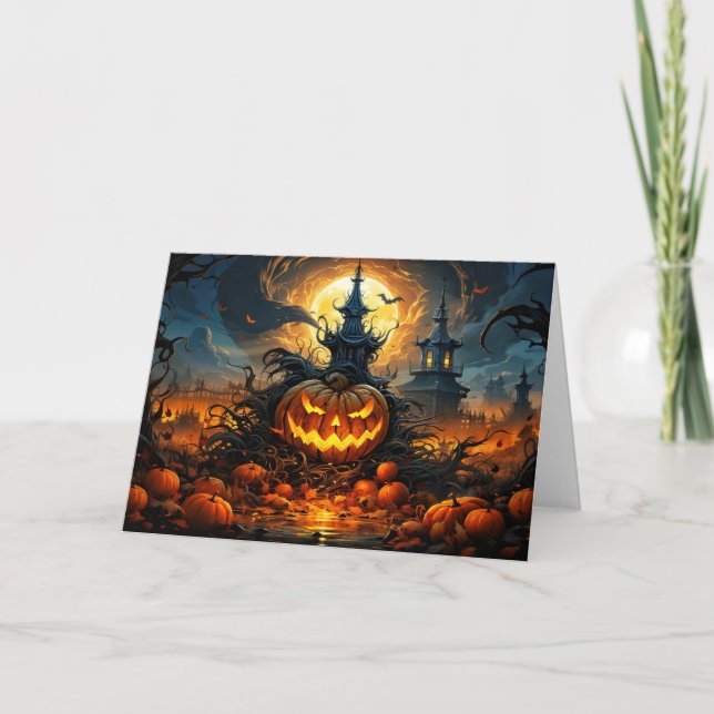 Nefarious Glows Halloween Horror Pumpkin Karte (Vorderseite)