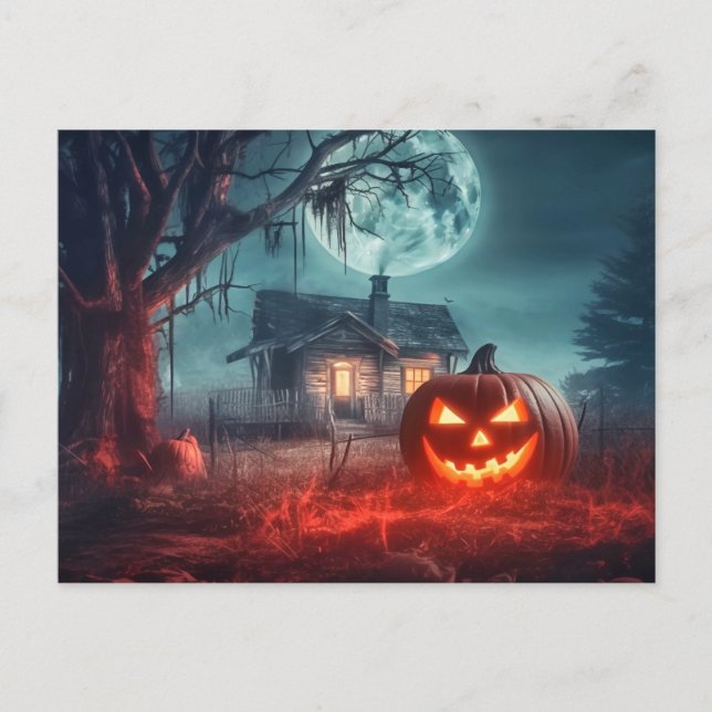 Nefarious Gwer Pumpkin im Mondlicht Postkarte (Vorderseite)