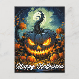 Nefarious Happy Halloween Pumpkin Illustration Postkarte