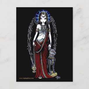Nefertari Egyptian Bastet Goddess Angel Postcard Postkarte