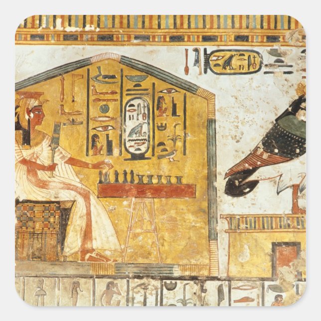 Nefertari spielt Senat Quadratischer Aufkleber (Vorderseite)