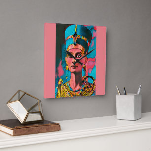Nefertiti - Das ägyptische Queen Wall Art Poster Quadratische Wanduhr
