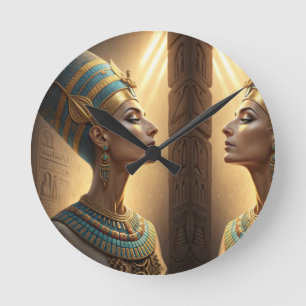 Nefertiti Die Königin zeitloser Eleganz Ägyptisch Runde Wanduhr