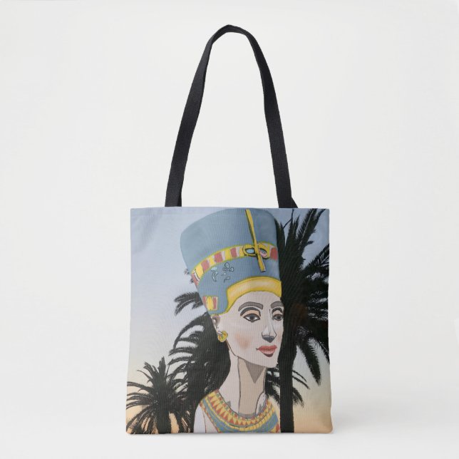 Nefertiti Farbiges Portrait und Palmen (Vorderseite)