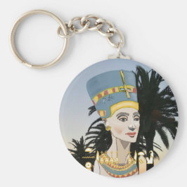 Nefertiti Farbiges Portrait und Palmen Schlüsselanhänger