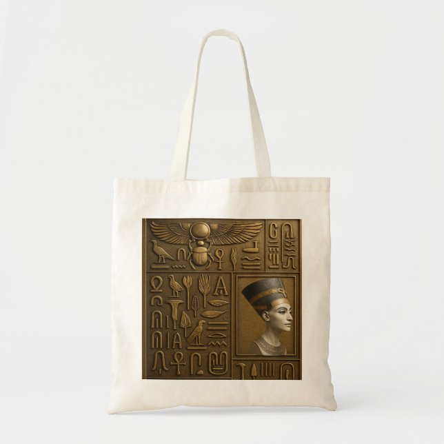 Nefertiti Hieroglyph Tote Bag Tragetasche (Vorne)