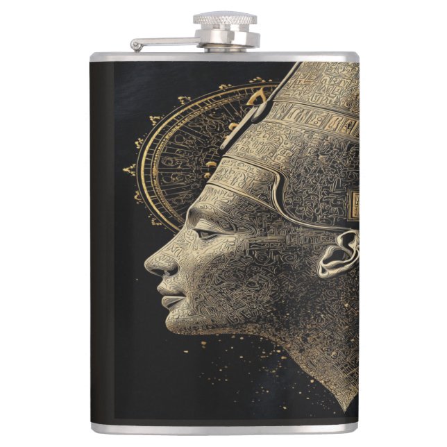 Nefertiti Moderne Silhouette Linienkunst  Flachmann (Vorderseite)