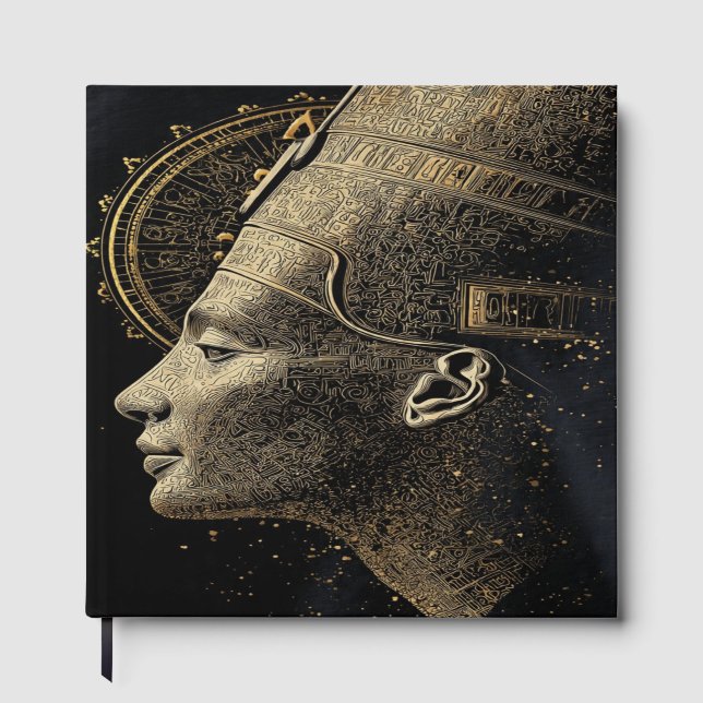 Nefertiti Moderne Silhouette Linienkunst  Gästebuch (Vorderseite)