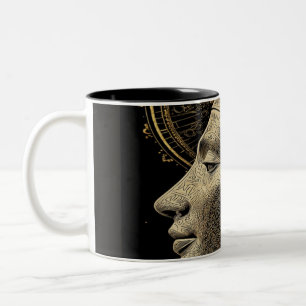Nefertiti Moderne Silhouette Linienkunst Zweifarbige Tasse