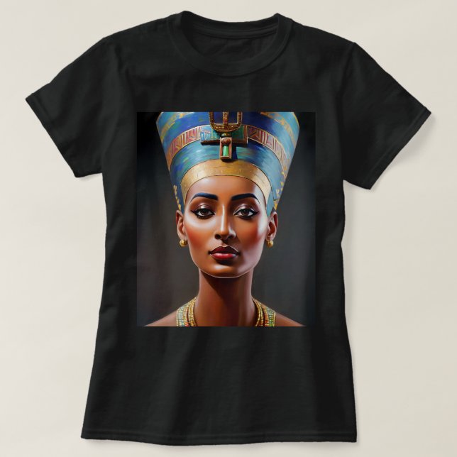 Nefertiti Portrait Originale Kunst T-Shirt (Design vorne)