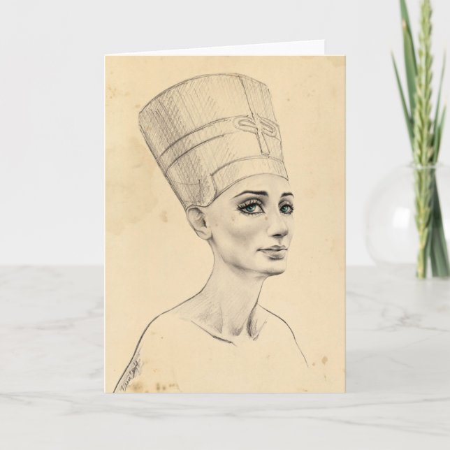Nefertiti-Portrait zeichnend Papyrus aus dem alten Karte (Vorderseite)
