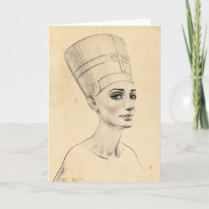Nefertiti-Portrait zeichnend Papyrus aus dem alten Karte