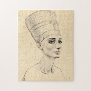 Nefertiti-Portrait zeichnend Papyrus aus dem alten Puzzle