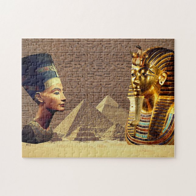 Nefertiti und Tutankhamun Antike Royalty Puzzle (Horizontal)