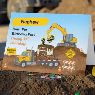 Neffe 13. Geburtstag Baustelle Karte