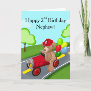Neffe 2. Geburtstag Teddybär Feuerwehrwagen Karte
