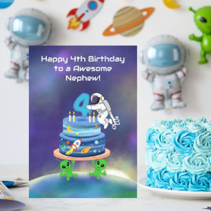 Neffe Alles Gute zum 4. Geburtstag Astronaut mit K Karte