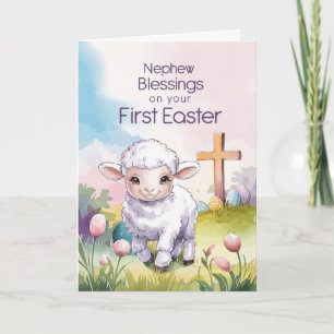 Neffe Babys erstes Ostern religiöses Lammkreuz Karte