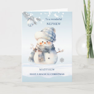 Neffe Blaue Weihnachtsmann Schneemann Feiertagskarte