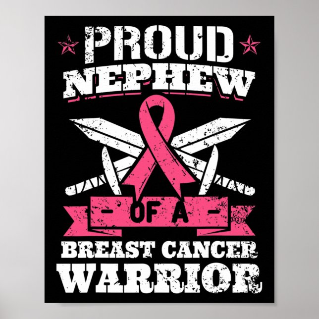 Neffe Brustkrebs Krieger rosa Bewusstseinsrippe Poster (Vorne)