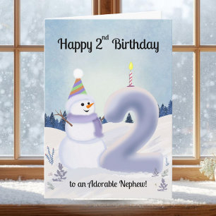 Neffe Frohen 2. Geburtstag Schneemann Bauen Karte